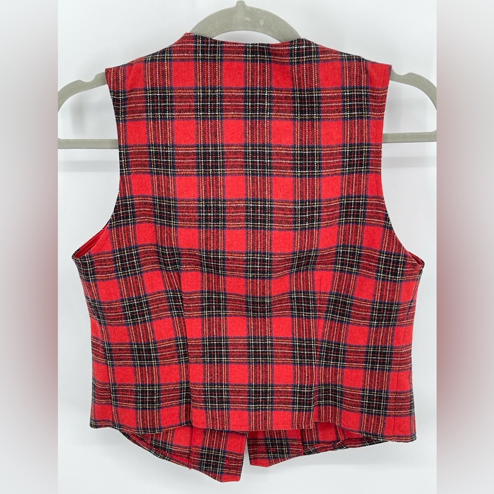Vintage Bobbie Brooks Union Made Skirt Set Red Plaid Size 7/8 Wool Blend - Picture 4 of 10